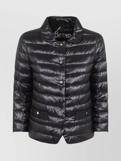 HERNO QUILTED STAND COLLAR SIDE POCKETS JACKET
