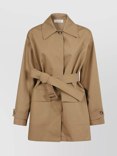 's Max Mara Collar Belted Coat With Buttoned Flap Pockets In Neutral