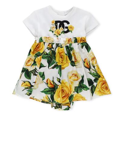 Dolce & Gabbana Babies' Flowering Two Piece Suit In White