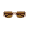Gucci Double-g Geometric-frame Sunglasses In Rosa/marrone