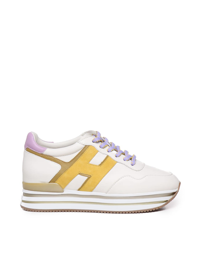 Hogan H483 Sneakers With Platform In White, Yellow