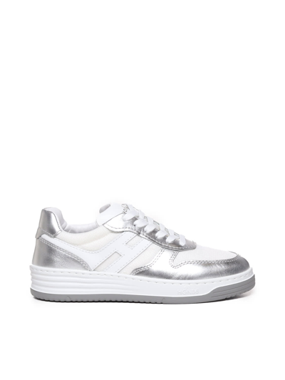 Hogan 630 Metallic-panelled Trainers In Silver