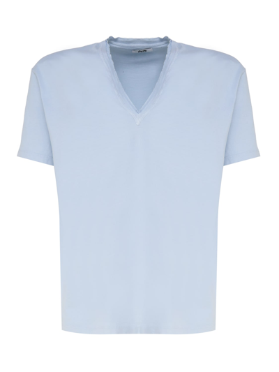 Mauro Grifoni V-neck T-shirt In Light Blue