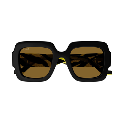 Gucci Sunglasses In Nero/marrone