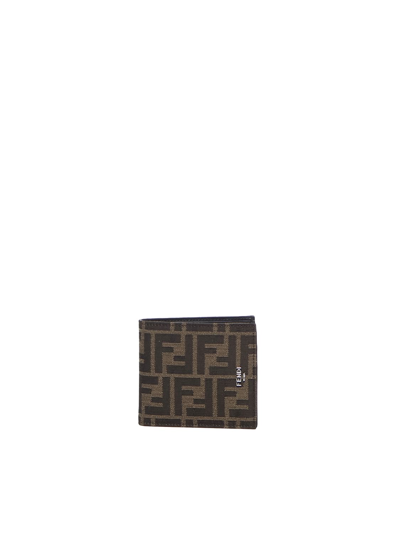 Fendi Ff Bi-fold Fabric Wallet In Brown