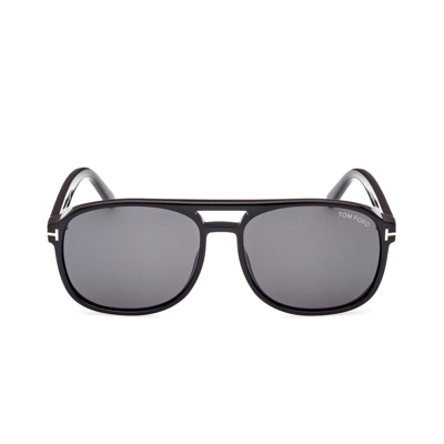 Tom Ford Rosco Aviator Acetate Sunglasses In Black Smoke