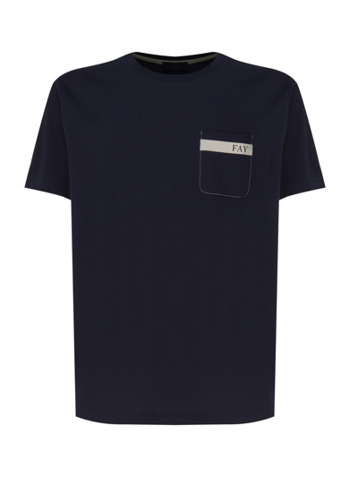 FAY COTTON T-SHIRT WITH LITTLE POCKET