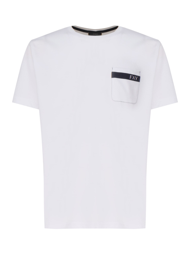Fay Logo-printed Cotton T-shirt In Bianco