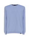 Fay Cotton Sweater With Round Neck In (azzurro)+(bianco)