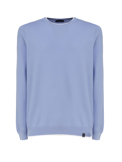 Fay Cotton Jumper With Round Neck In Blue