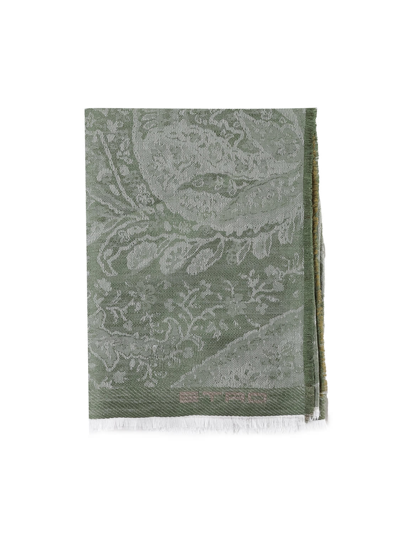 Etro Scarf With Jacquard Paisley Print In Green