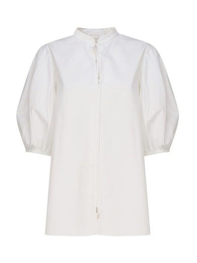 Chloé Blouse Tunique Manches « Lanterne » Femme Brun Taille 34 100% Coton In White