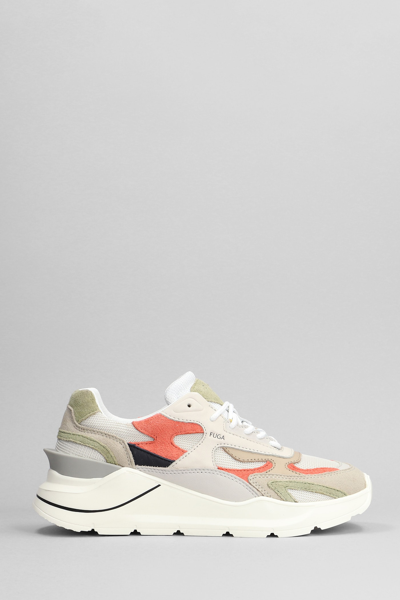 Date Fuga Sneakers In Beige Leather And Fabric In Neutrals