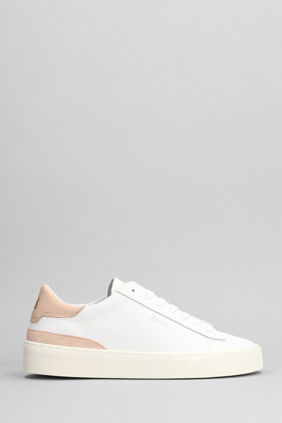 Date Sonica Sneakers In White Leather In Bianco-beige