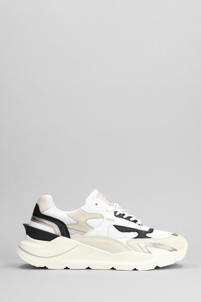 D.a.t.e. Fuga Sneakers In White Suede And Leather