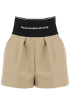 ALEXANDER WANG COTTON AND NYLON SHORTS WITH BRANDED WAISTBAND