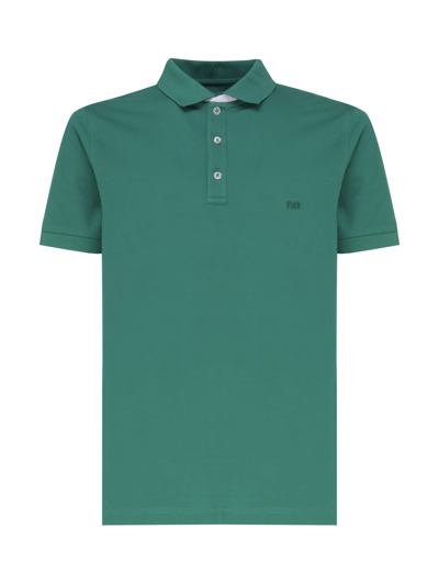 Fay Stretch Polo In Green