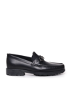 Ferragamo David Gancini Bit Leather Loafers In Black