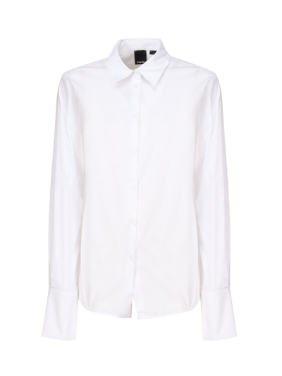 PINKO FLANKED POPLIN SHIRT WITH EMBROIDERED LOGO