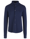 Fedeli Oxford Shirt With Curved Collar And Hem In Blue
