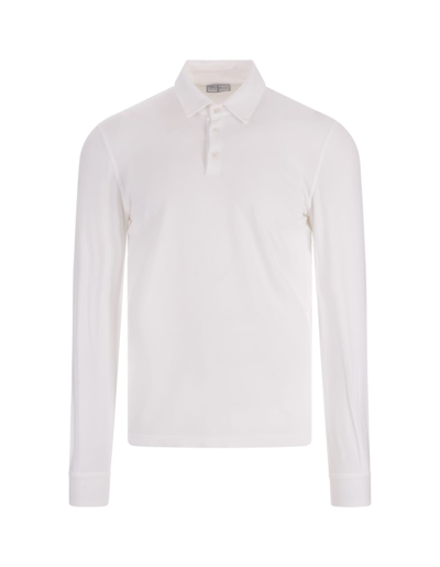 Fedeli White Long Sleeve Polo Shirt