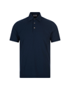 Fedeli Piquet Polo With Collar And Short Sleeves In Blue
