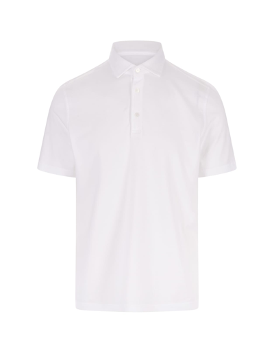 FEDELI WHITE POLO SHIRT IN ORGANIC COTTON