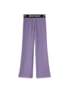 Palm Angels High-rise Ribbed-knit Flared Pants In Lilla
