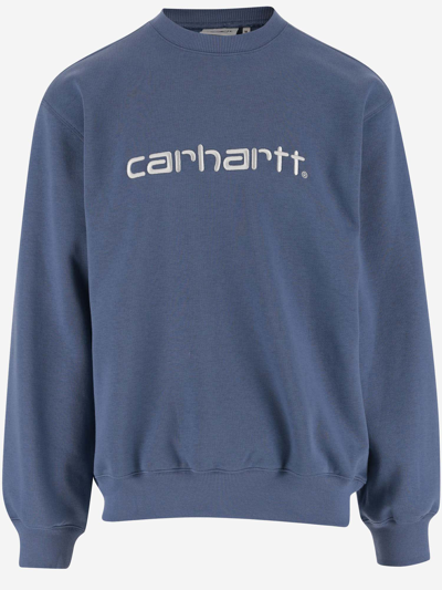 Carhartt Cotton Blend Sweatshirt With Logo In Blue