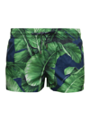 DOLCE & GABBANA GREEN LEAF PRINT SWIM SHORTS IN POLYESTER MAN