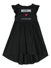 MOSCHINO BLACK MAXI DRESS WITH LOGO IN COTTON GIRL