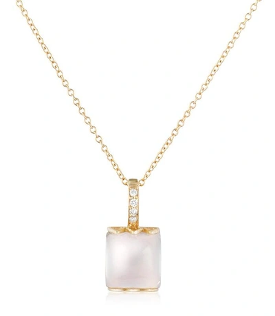 Gucci Necklaces Rose Quartz And Diamond 18k Gold Charm Necklace