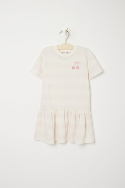 Bonpoint Kids' Ivory Dress For Girl With Iconic Cherries In White