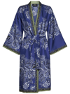 Etro Kesa Floral-print Silk Robe In Blue