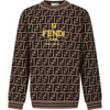 Fendi Brown Sweater For Kids With Iconic Ff In Brown