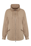 Moncler Enet Technical Twill Parka In Beige