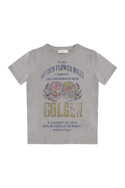 Golden Goose Kids' Cotton Crew-neck T-shirt In Grey