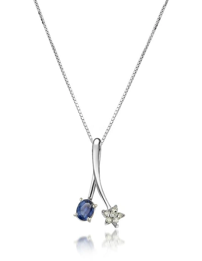 Gucci Necklaces Diamond Star And Sapphire 18k Gold Pendant Necklace In Bleu
