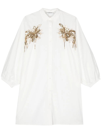 Essentiel Antwerp Cotton Mini Shirt Dress In White