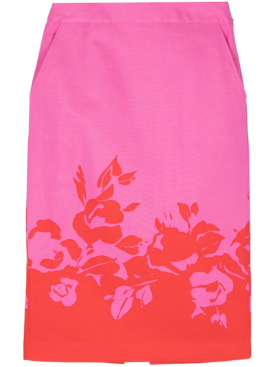Essentiel Antwerp Floral-print Midi Skirt In Pink