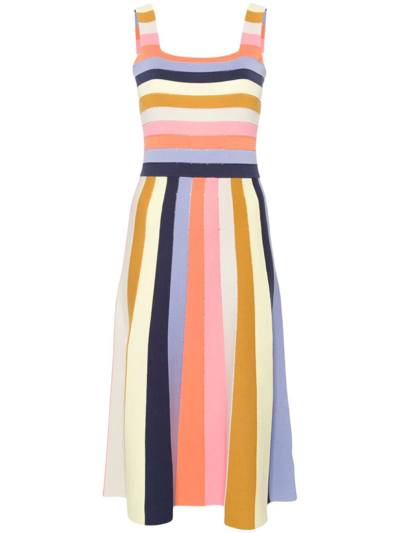 Ps By Paul Smith Striped Knitted Midi Dress In Multicolour