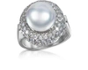 GUCCI DESIGNER RINGS 0.70 CT DIAMOND AND PEARL 18K GOLD RING