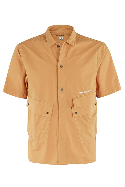 C.p. Company Popeline Pocket Shirt In Orange