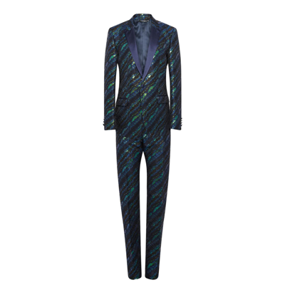 Dolce & Gabbana Tailored Tuxedo Suit In Blue