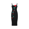 DOLCE & GABBANA ROSE APPLIQUE MIDI DRESS