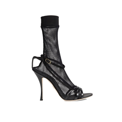 Dolce & Gabbana Black Mesh Stiletto Heels Sandals Shoes