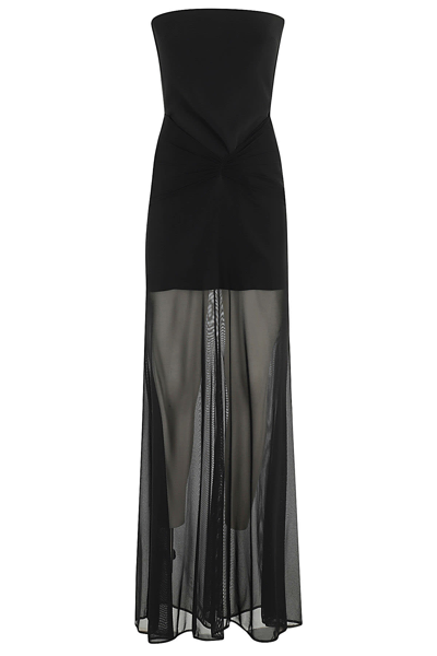 David Koma Strapless Illusion Gown In Black