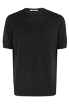 Kangra Cashmere Kangra Short-sleeve Knit Top With Ribbed Detailing In Nero