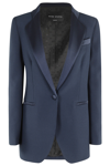 Hebe Studio Lapel Long-sleeved Suit Jacket In Navy