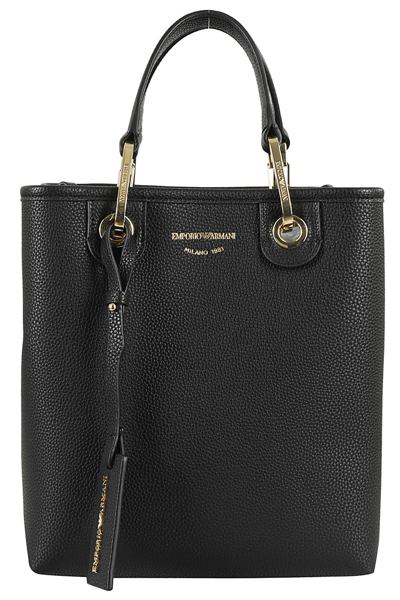 Emporio Armani Shopping Bag In Black Silver